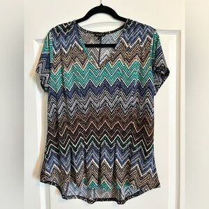 Sami & Jo Petite Zigzag Top - Teal, Gray, Black